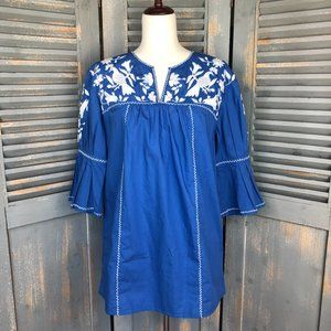 Joie Clodagh Embroidered Peasant Top Tunic Sz S